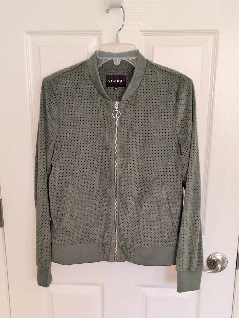 Vigoss Green Perforated Bomber Jacket - M